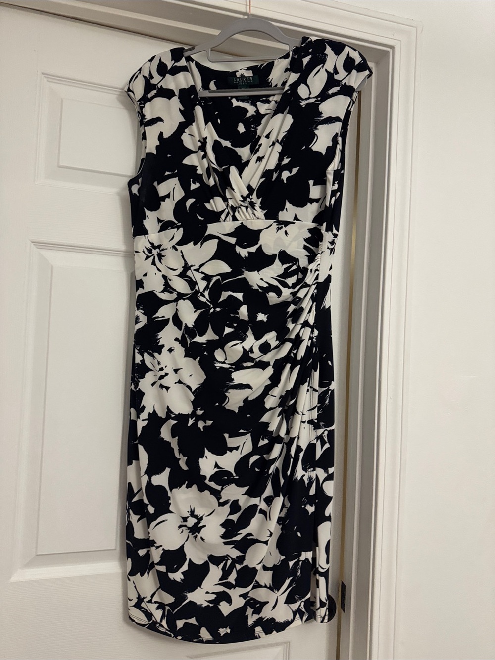 Lauren Ralph Lauren Black & White Floral-Print Midi Dress